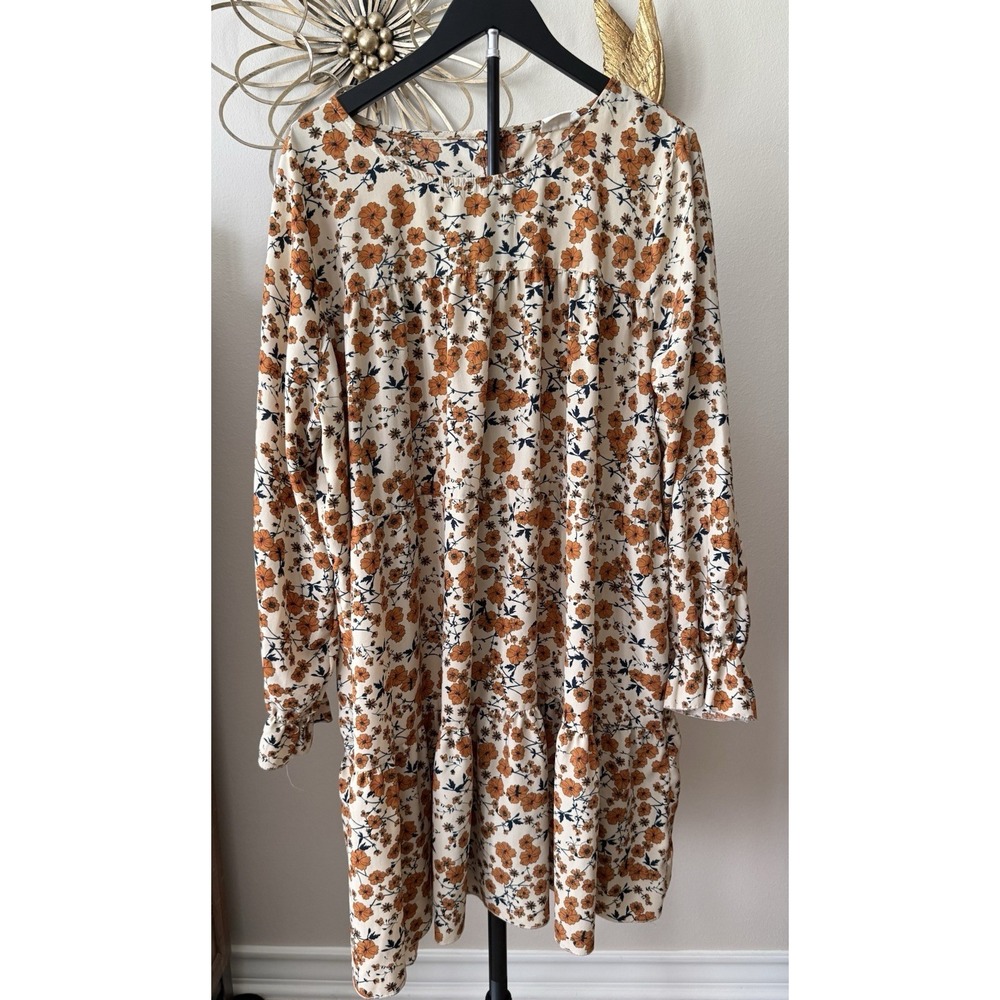 Grace Emma‎ Floral Babydoll Dress Womens 2XL Boho Tiered Long Sleeve